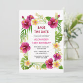 Invitation de naissance Fête Tropicale Florale Ros (Debout devant)