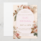 Invitation de naissance florale boho élégante (Devant / Derrière)