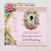Invitation de naissance florale de l'ère Régence (Devant / Derrière)