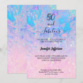 Invitation de naissance holographique moderne (Devant / Derrière)