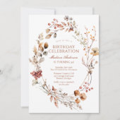 Invitation de naissance moderne rustique florale f (Devant)