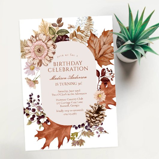 Invitation de naissance moderne rustique florale p