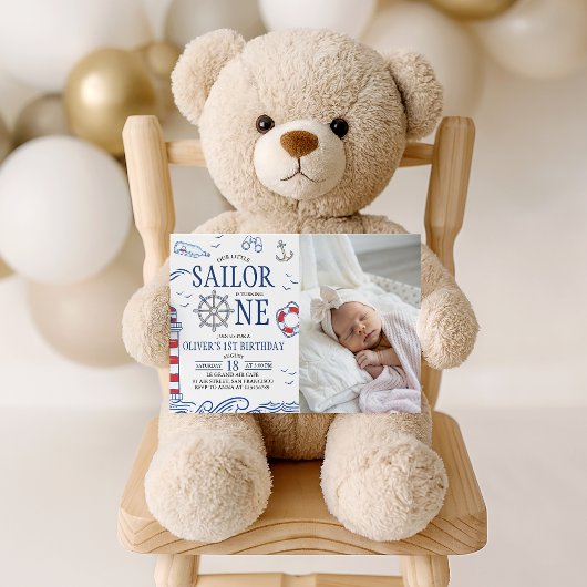 Invitation de naissance pour un petit marin - 1 an