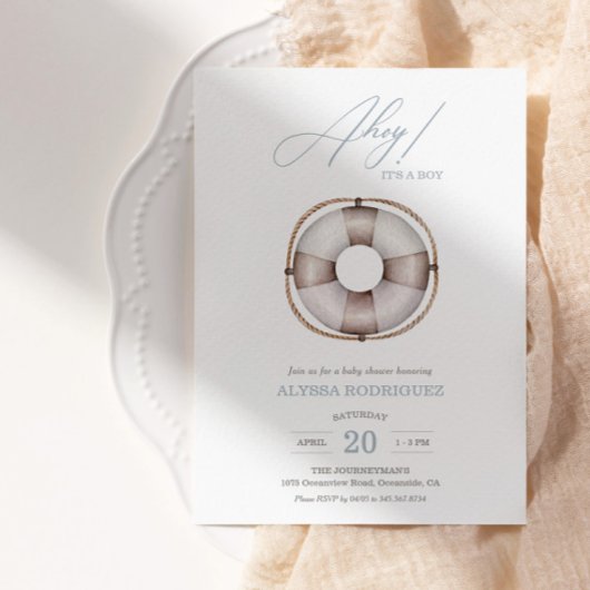 Invitation de Nautical Ahoy Baby shower