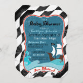 Invitation de navire pirate et de Baby shower océa (Devant / Derrière)