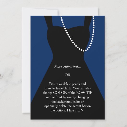 Invitation de Navy Blue and Black Tux, moderne (Dos)