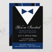 Invitation de Navy Blue and Black Tux, moderne (Devant / Derrière)
