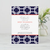 Invitation de Navy Blue and Coral Preppy (Debout devant)