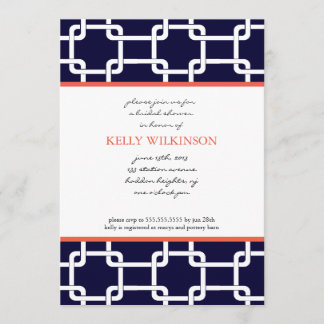 Invitation de Navy Blue and Coral Preppy
