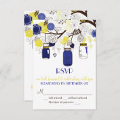 Invitation de Navy Blue and Yellow Mason Jars RSVP (Devant / Derrière)