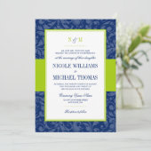 Invitation de Navy Blue et Lime Green Mariage dama (Debout devant)