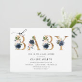 Invitation de Navy et Blush Oh Baby shower (Debout devant)