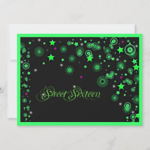 Invitation de Neon Green Sweet sixteen