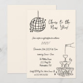 Invitation de New Years Party dessiné à la main (Devant / Derrière)