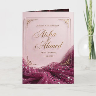 Invitation de Nikah Luxueuse Rose Pâle Paillettes