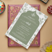 Invitation de Nikah verte sauge élégante | Art lin