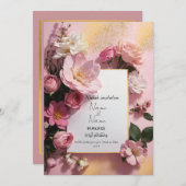 Invitation de nikkah rose floral (Devant / Derrière)