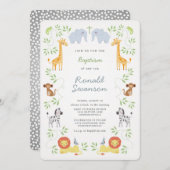 Invitation de Noah's Ark Animals Baptême (Devant / Derrière)