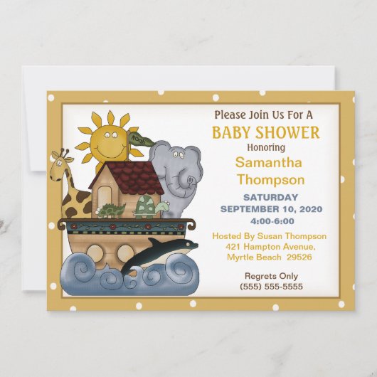 Invitation de Noah's Ark Baby shower (Devant)