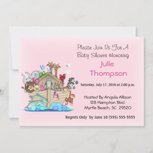 Invitation de Noah's Ark Baby shower (Devant)