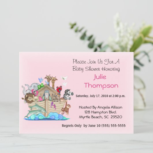 Invitation de Noah's Ark Baby shower (Debout devant)