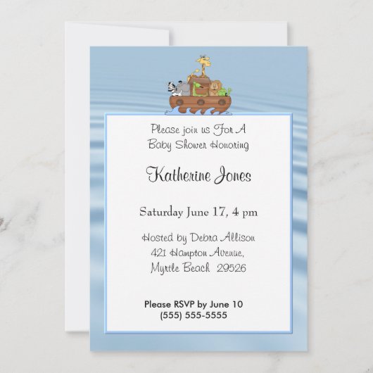 Invitation de Noah's Ark Baby shower (Devant)