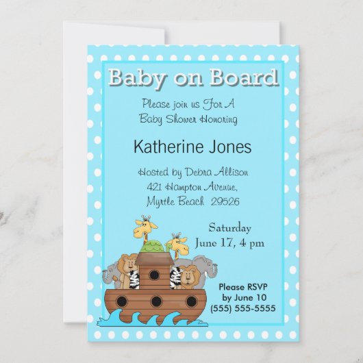 Invitation de Noah's Ark Baby shower (Devant)
