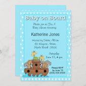 Invitation de Noah's Ark Baby shower (Devant / Derrière)