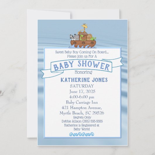 Invitation de Noah's Ark Baby shower (Devant)
