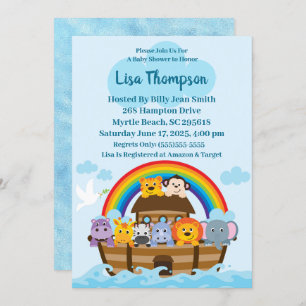 Invitation de Noah's Ark Baby shower