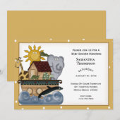 Invitation de Noah's Ark Baby shower (Devant / Derrière)