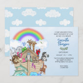 Invitation de Noah's Ark Baby shower (Devant / Derrière)