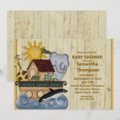 Invitation de Noah's Ark Wood Baby shower (Devant / Derrière)