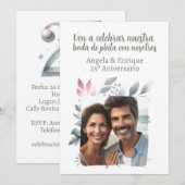 Invitation de noces d'argent de 25 ans avec photo (Devant / Derrière)