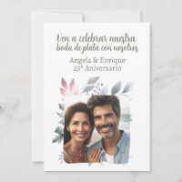 Invitation de noces d'argent de 25 ans avec photo