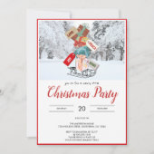 Invitation de Noël à la fête de la neige rustique  (Devant)