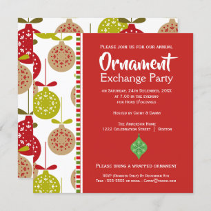 Invitation de Noël à la fête d'échange d'ornements