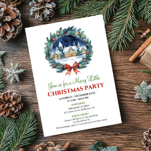 Invitation de Noël à l'aquarelle Cozy Scene de Fêt