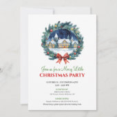 Invitation de Noël à l'aquarelle Cozy Scene de Fêt (Devant)