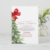 Invitation de Noël à l'aquarelle florale rouge élé (Debout devant)