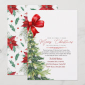 Invitation de Noël à l'aquarelle florale rouge élé (Devant / Derrière)