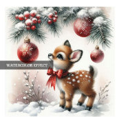 Invitation de Noël à l'aquarelle pour bébé cerf mi