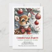 Invitation de Noël à l'aquarelle pour bébé cerf se (Devant)