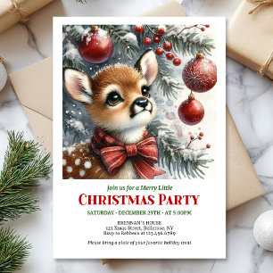 Invitation de Noël à l'aquarelle pour bébé cerf se