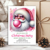 Invitation de Noël à l'aquarelle rose pour chewing