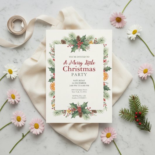 Invitation de Noël à l'aquarelle rustique