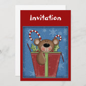 Invitation de Noël à l'ours en peluche (Devant / Derrière)