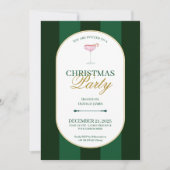 Invitation de Noël à rayure verte classique (Devant)
