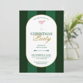 Invitation de Noël à rayure verte classique (Debout devant)
