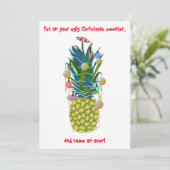 Invitation de Noël affreuse Arbre à ananas tropica (Debout devant)